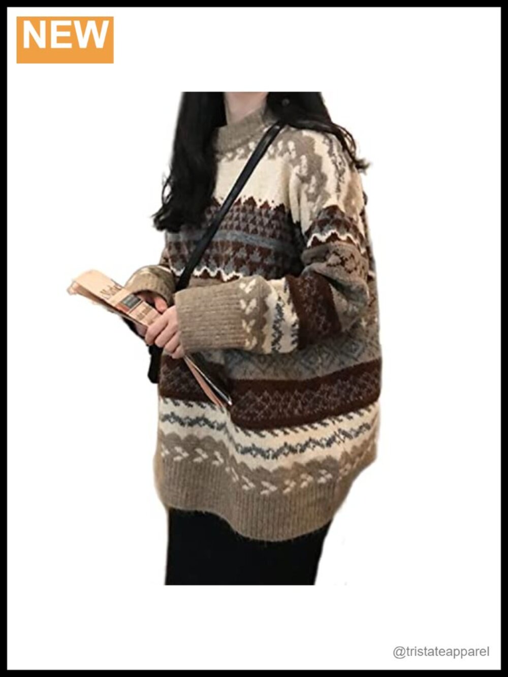 Vintage Plaid Striped Chunky Knit Pullover Sweater Grunge Aesthetic